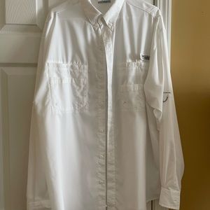 Mens white Columbia button down